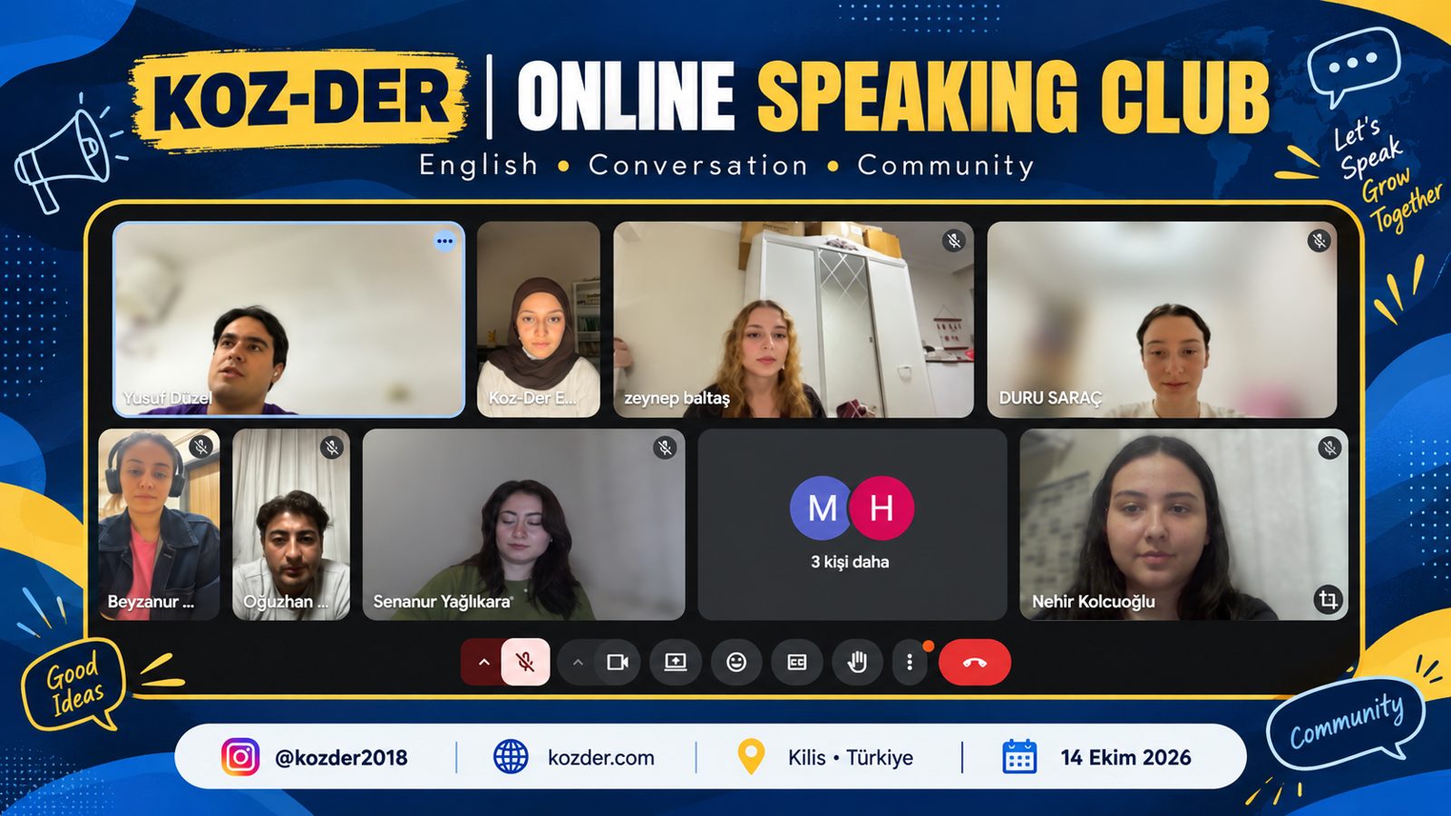 KOZ-DER Online Speaking Club İlk Buluşmasını Gerçekleştirdi